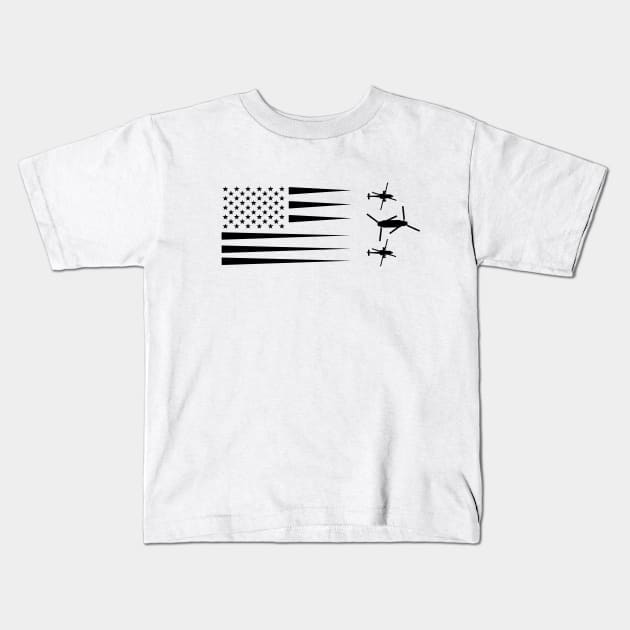 Ah-64 Apache Helicopter Ch-47 Chinook US Flag Kids T-Shirt by Dirty Custard Designs 